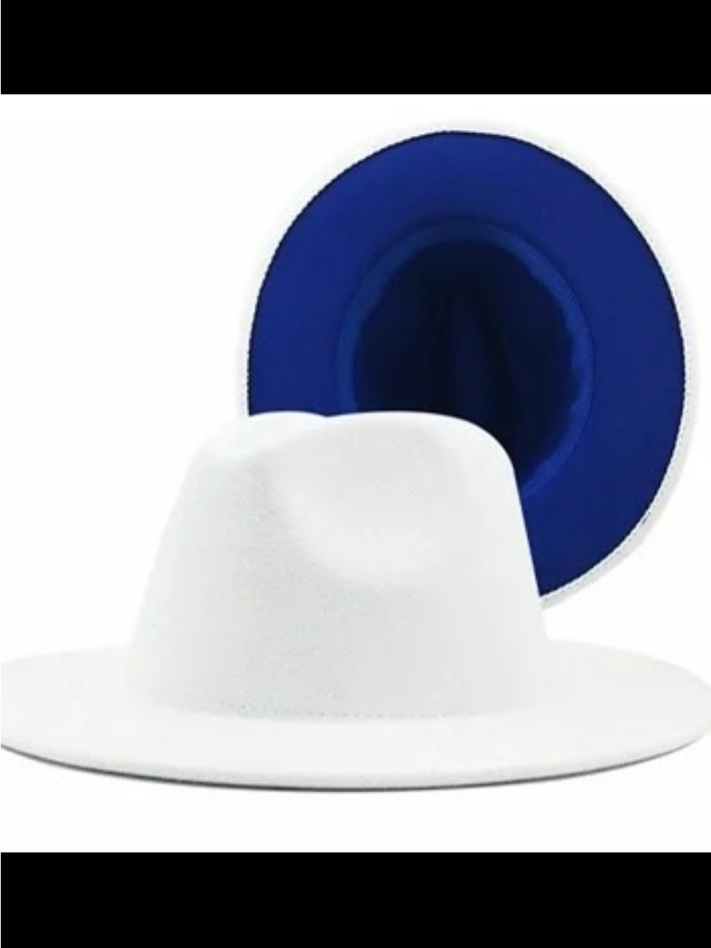 White Fedora Hat with Blue Interior - Men's Fashion Accessory